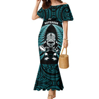 New Zealand Aotearoa Rugby Mermaid Dress NZ Tiki With Maori Fern World Cup Turquoise Version - Wonder Print Shop