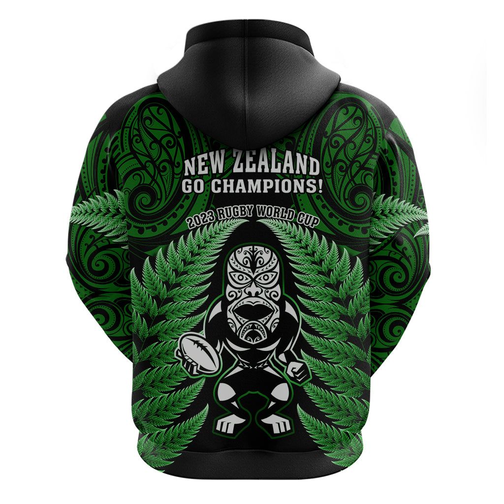 New Zealand Aotearoa Rugby Hoodie NZ Tiki With Maori Fern World Cup Green Version - Wonder Print Shop
