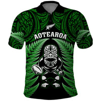 New Zealand Aotearoa Rugby Polo Shirt NZ Tiki With Maori Fern World Cup Green Version - Wonder Print Shop