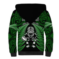 New Zealand Aotearoa Rugby Sherpa Hoodie NZ Tiki With Maori Fern World Cup Green Version - Wonder Print Shop