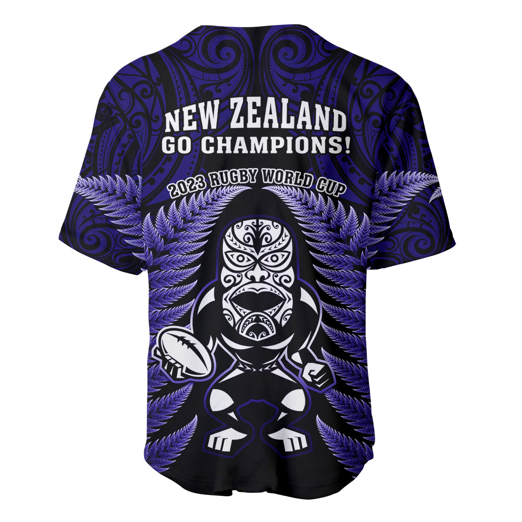 New Zealand Aotearoa Rugby Baseball Jersey NZ Tiki With Maori Fern World Cup Blue Version - Wonder Print Shop