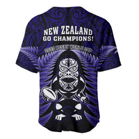 New Zealand Aotearoa Rugby Baseball Jersey NZ Tiki With Maori Fern World Cup Blue Version - Wonder Print Shop