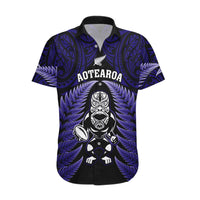 New Zealand Aotearoa Rugby Hawaiian Shirt NZ Tiki With Maori Fern World Cup Blue Version - Wonder Print Shop