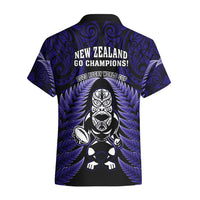 New Zealand Aotearoa Rugby Hawaiian Shirt NZ Tiki With Maori Fern World Cup Blue Version - Wonder Print Shop