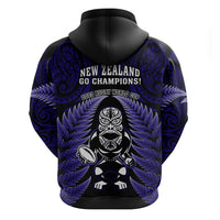 New Zealand Aotearoa Rugby Hoodie NZ Tiki With Maori Fern World Cup Blue Version - Wonder Print Shop