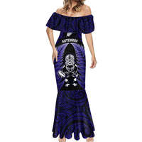 New Zealand Aotearoa Rugby Mermaid Dress NZ Tiki With Maori Fern World Cup Blue Version - Wonder Print Shop