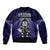 New Zealand Aotearoa Rugby Sleeve Zip Bomber Jacket NZ Tiki With Maori Fern World Cup Blue Version - Wonder Print Shop