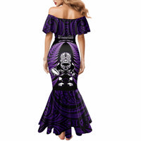 New Zealand Aotearoa Rugby Mermaid Dress NZ Tiki With Maori Fern World Cup Purple Version - Wonder Print Shop