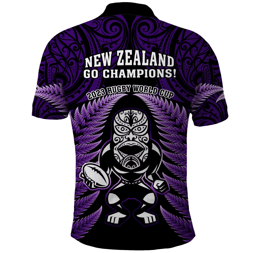 New Zealand Aotearoa Rugby Polo Shirt NZ Tiki With Maori Fern World Cup Purple Version - Wonder Print Shop