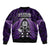 New Zealand Aotearoa Rugby Sleeve Zip Bomber Jacket NZ Tiki With Maori Fern World Cup Purple Version - Wonder Print Shop