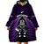 New Zealand Aotearoa Rugby Wearable Blanket Hoodie NZ Tiki With Maori Fern World Cup Purple Version - Wonder Print Shop