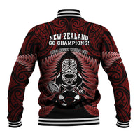 New Zealand Aotearoa Rugby Baseball Jacket NZ Tiki With Maori Fern World Cup Red Version - Wonder Print Shop