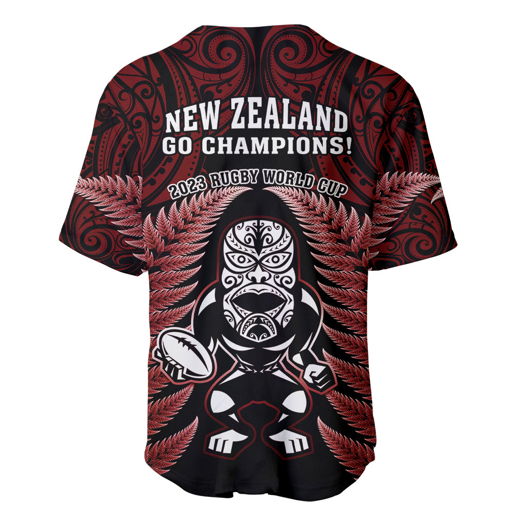 New Zealand Aotearoa Rugby Baseball Jersey NZ Tiki With Maori Fern World Cup Red Version - Wonder Print Shop