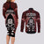 New Zealand Aotearoa Rugby Couples Matching Long Sleeve Bodycon Dress and Long Sleeve Button Shirts NZ Tiki With Maori Fern World Cup Red Version - Wonder Print Shop