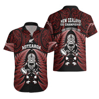 New Zealand Aotearoa Rugby Hawaiian Shirt NZ Tiki With Maori Fern World Cup Red Version - Wonder Print Shop