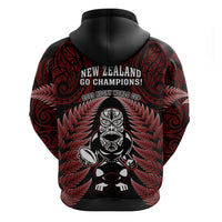 New Zealand Aotearoa Rugby Hoodie NZ Tiki With Maori Fern World Cup Red Version - Wonder Print Shop