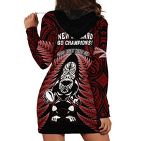 New Zealand Aotearoa Rugby Hoodie Dress NZ Tiki With Maori Fern World Cup Red Version - Wonder Print Shop