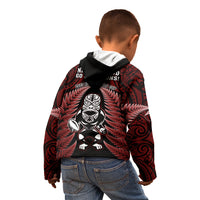 New Zealand Aotearoa Rugby Kid Hoodie NZ Tiki With Maori Fern World Cup Red Version - Wonder Print Shop