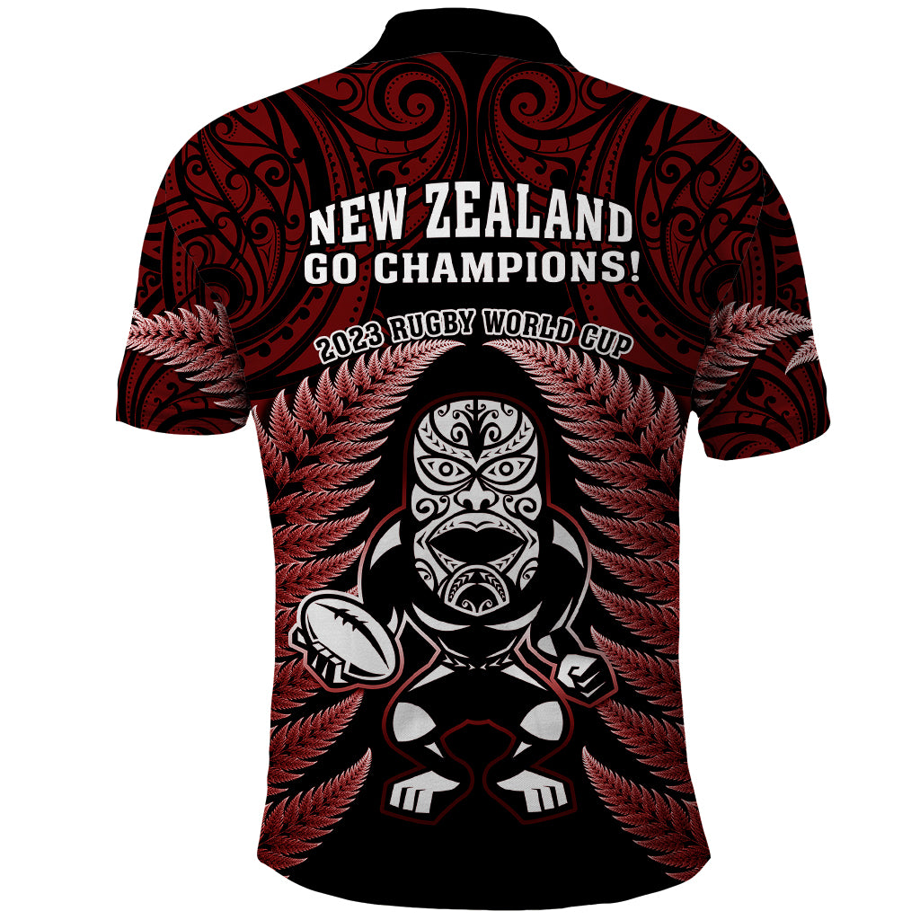 New Zealand Aotearoa Rugby Polo Shirt NZ Tiki With Maori Fern World Cup Red Version - Wonder Print Shop
