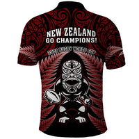 New Zealand Aotearoa Rugby Polo Shirt NZ Tiki With Maori Fern World Cup Red Version - Wonder Print Shop