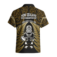 New Zealand Aotearoa Rugby Hawaiian Shirt NZ Tiki With Maori Fern World Cup Gold Version - Wonder Print Shop