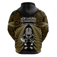 New Zealand Aotearoa Rugby Hoodie NZ Tiki With Maori Fern World Cup Gold Version - Wonder Print Shop