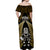 New Zealand Aotearoa Rugby Off Shoulder Maxi Dress NZ Tiki With Maori Fern World Cup Gold Version - Wonder Print Shop