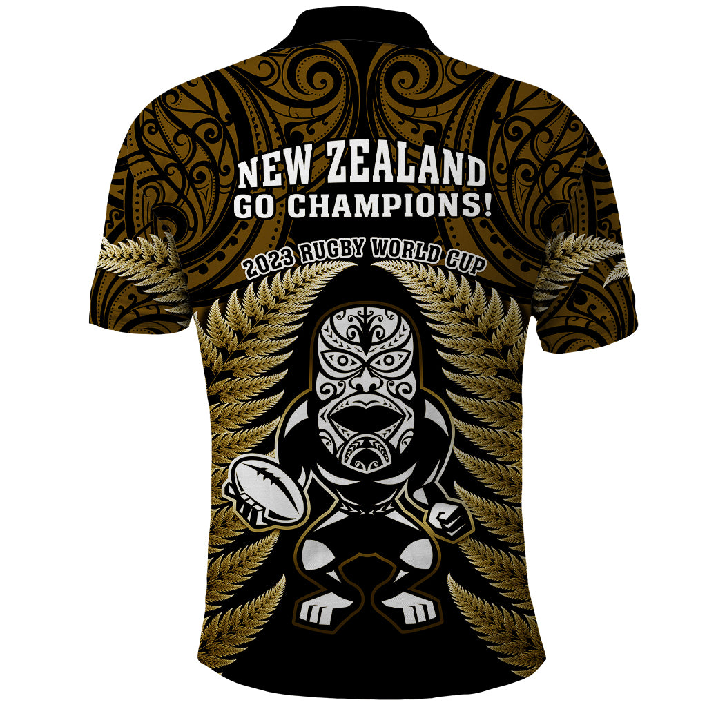 New Zealand Aotearoa Rugby Polo Shirt NZ Tiki With Maori Fern World Cup Gold Version - Wonder Print Shop
