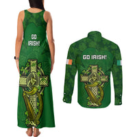Ireland Rugby Couples Matching Tank Maxi Dress and Long Sleeve Button Shirts 2023 Word Cup Celtic Cross Go Champions Irish - Wonder Print Shop