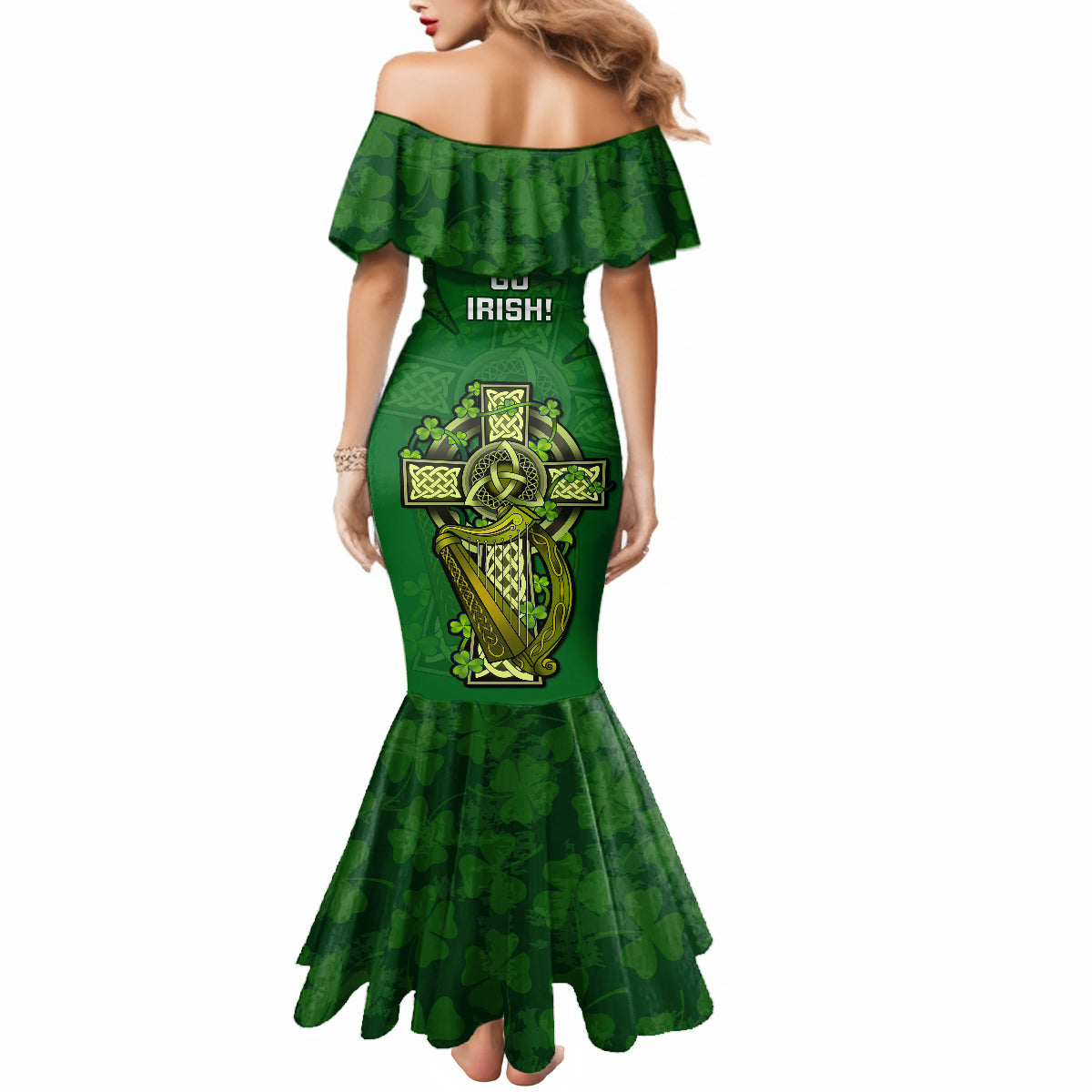 Ireland Rugby Mermaid Dress 2023 Word Cup Celtic Cross Go Champions Irish - Wonder Print Shop