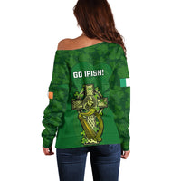 Ireland Rugby Off Shoulder Sweater 2023 Word Cup Celtic Cross Go Champions Irish - Wonder Print Shop