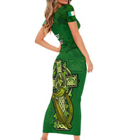 Ireland Rugby Short Sleeve Bodycon Dress 2023 Word Cup Celtic Cross Go Champions Irish - Wonder Print Shop