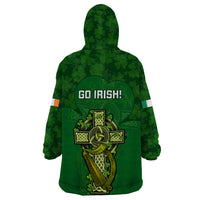 Ireland Rugby Wearable Blanket Hoodie 2023 Word Cup Celtic Cross Go Champions Irish - Wonder Print Shop