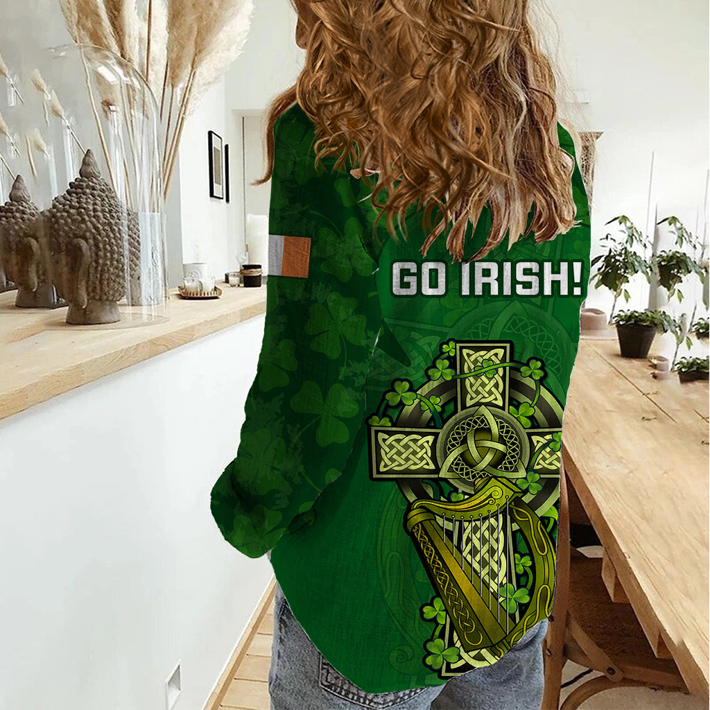 Ireland Rugby Women Casual Shirt 2023 Word Cup Celtic Cross Go Champions Irish - Wonder Print Shop