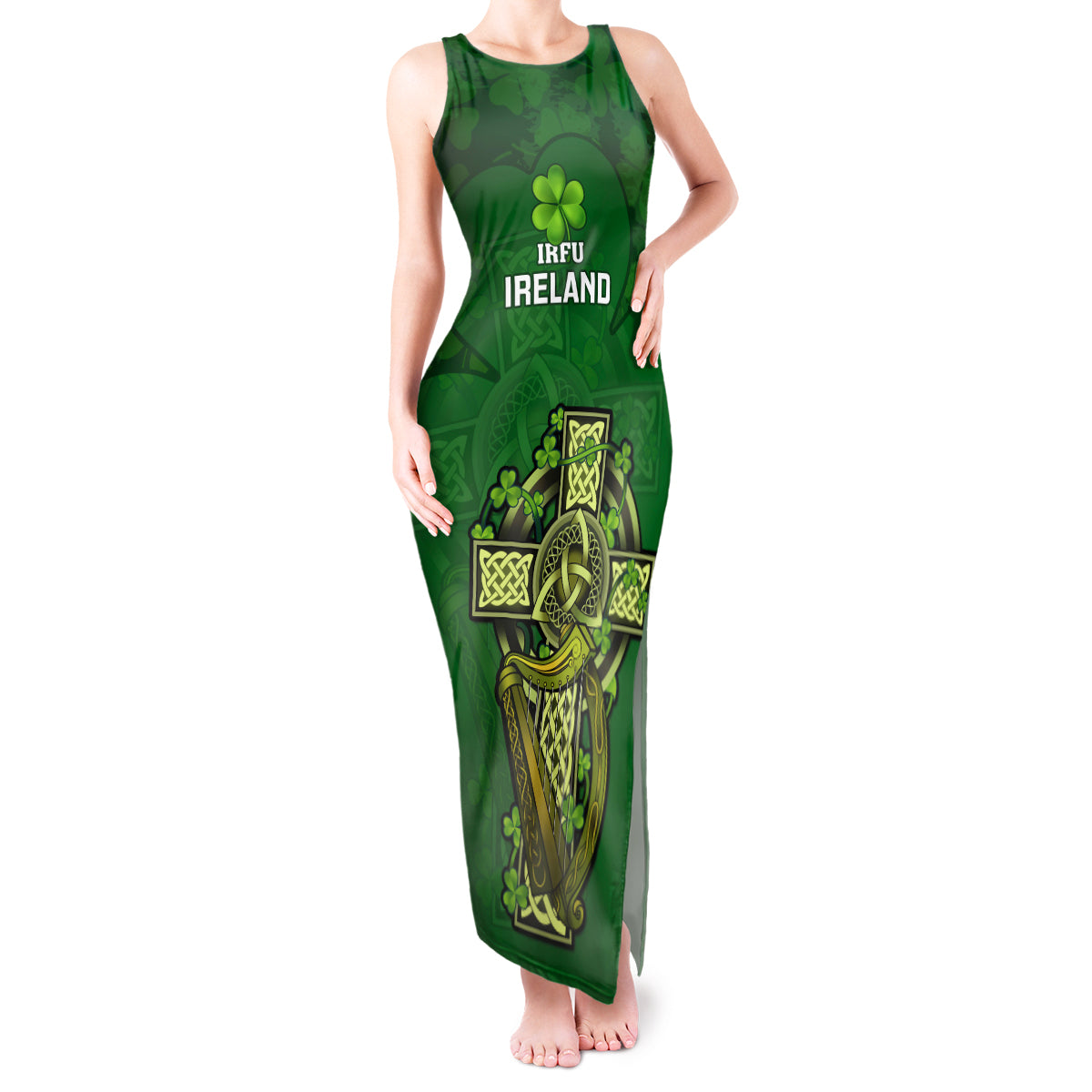 Custom Ireland Rugby Tank Maxi Dress 2023 Word Cup Celtic Cross Go Champions Irish - Wonder Print Shop