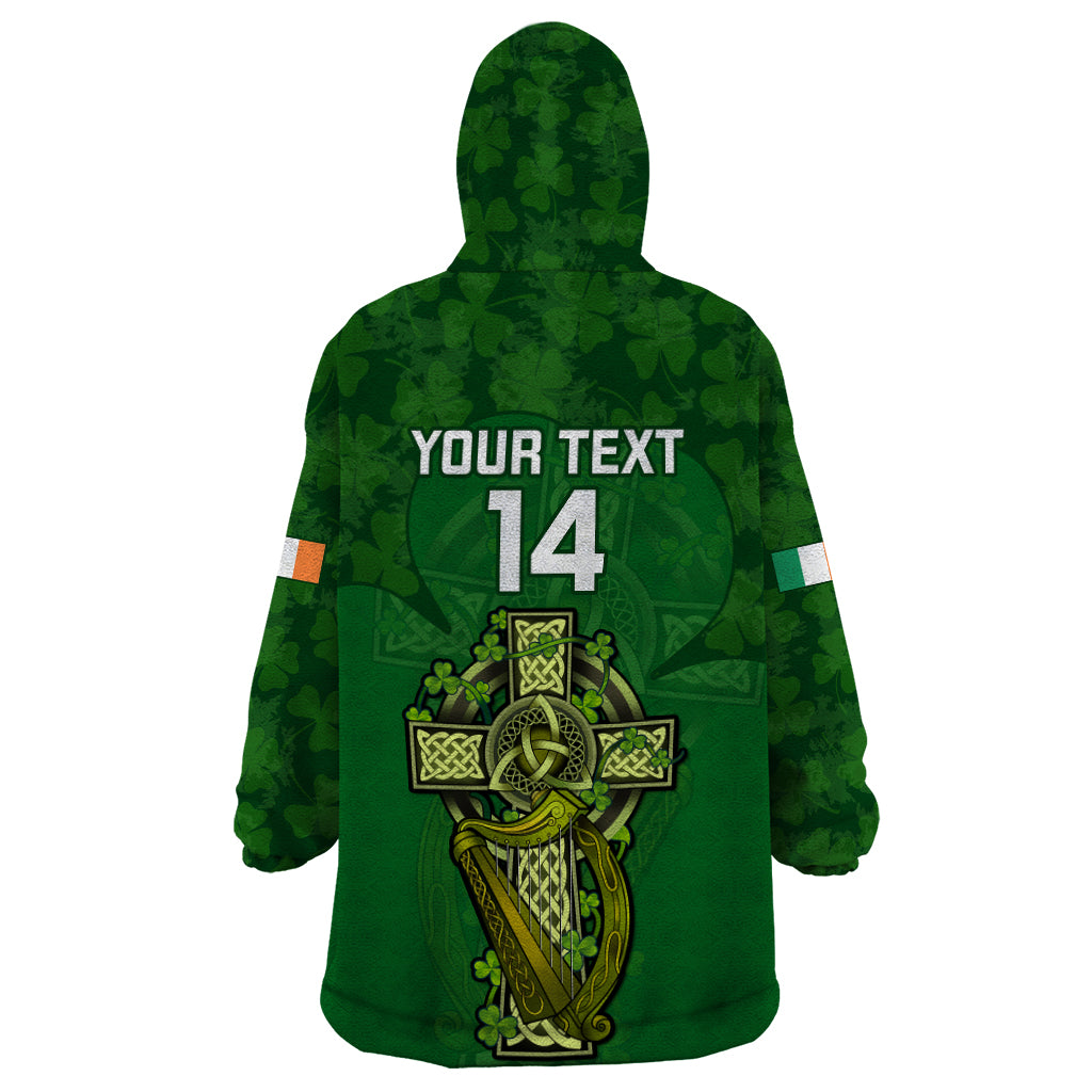 Custom Ireland Rugby Wearable Blanket Hoodie 2023 Word Cup Celtic Cross Go Champions Irish - Wonder Print Shop
