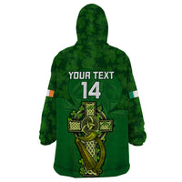 Custom Ireland Rugby Wearable Blanket Hoodie 2023 Word Cup Celtic Cross Go Champions Irish - Wonder Print Shop