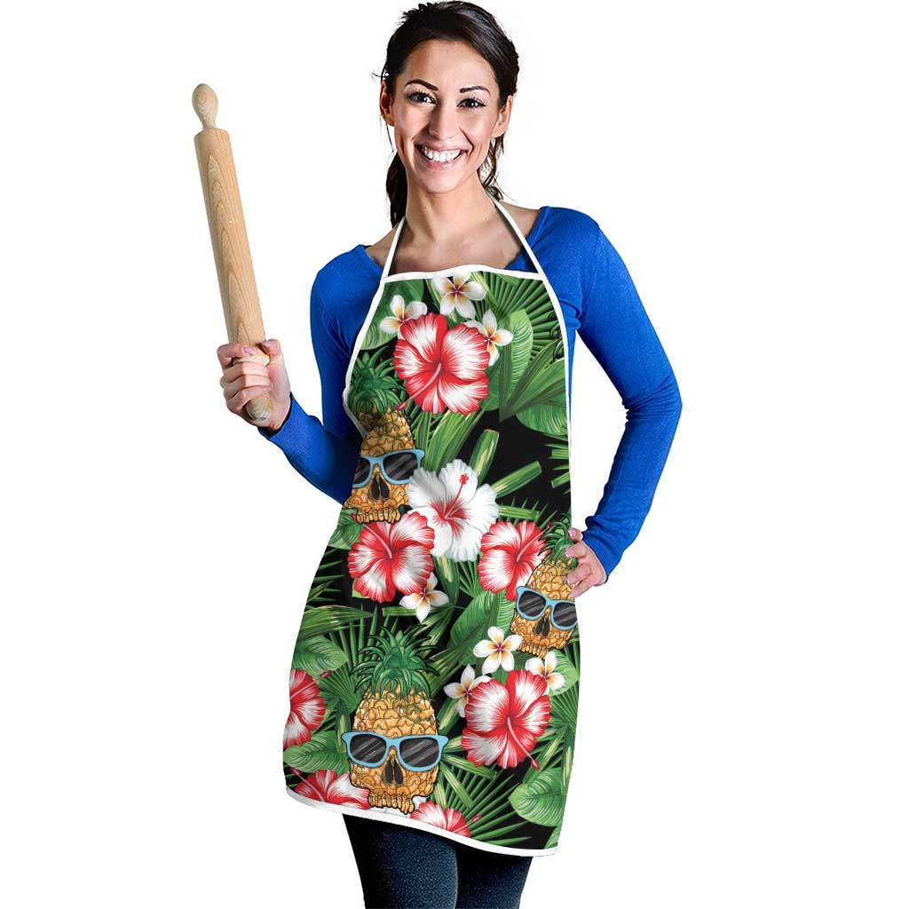 Pineapple Skull Aloha Hawaii Apron Summer Vibes Tropical Seamless Pattern - Wonder Print Shop