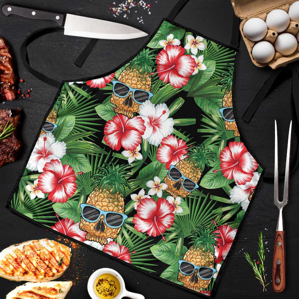 Pineapple Skull Aloha Hawaii Apron Summer Vibes Tropical Seamless Pattern - Wonder Print Shop
