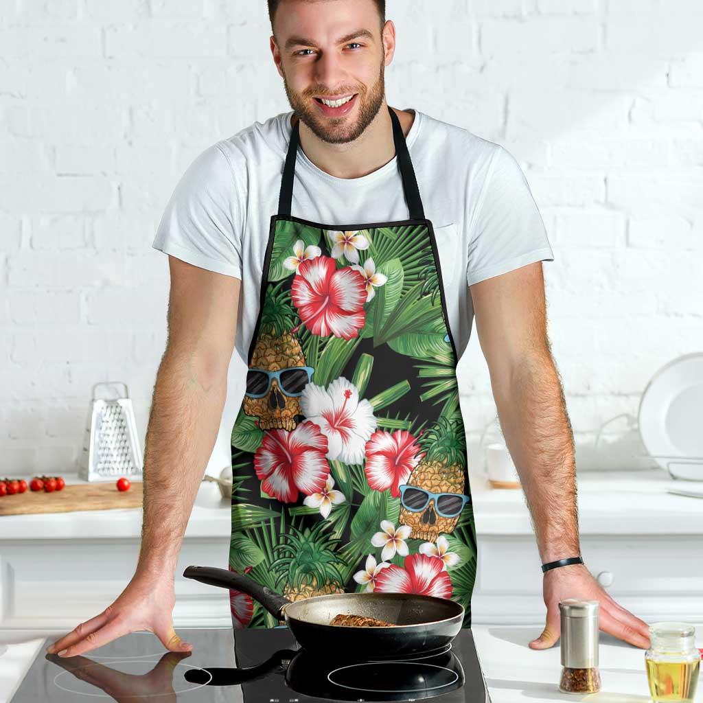 Pineapple Skull Aloha Hawaii Apron Summer Vibes Tropical Seamless Pattern - Wonder Print Shop