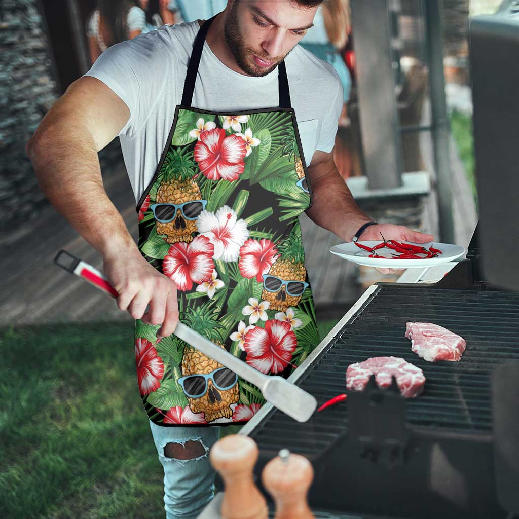 Pineapple Skull Aloha Hawaii Apron Summer Vibes Tropical Seamless Pattern - Wonder Print Shop