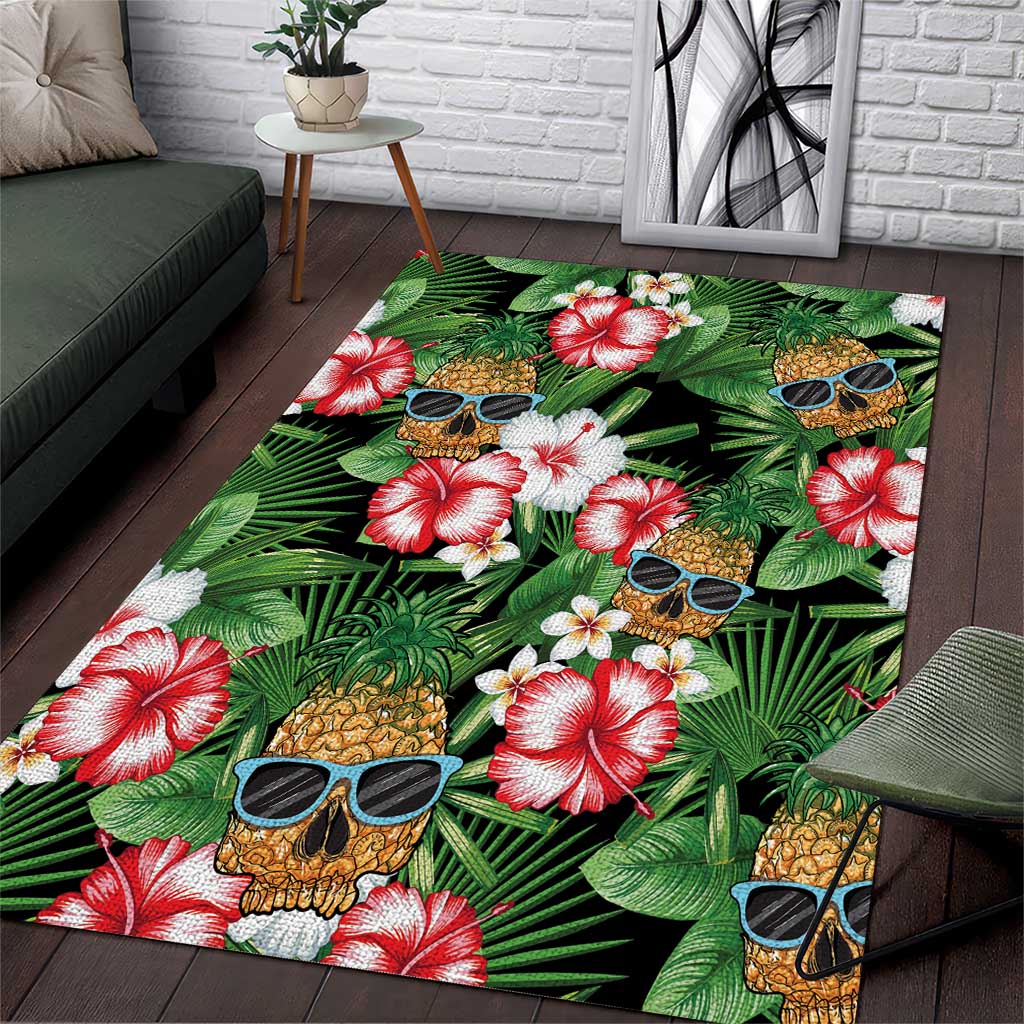Pineapple Skull Aloha Hawaii Area Rug Summer Vibes Tropical Seamless Pattern - Wonder Print Shop