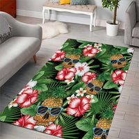 Pineapple Skull Aloha Hawaii Area Rug Summer Vibes Tropical Seamless Pattern - Wonder Print Shop