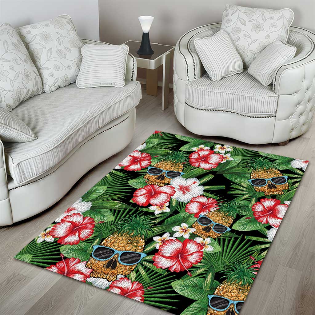 Pineapple Skull Aloha Hawaii Area Rug Summer Vibes Tropical Seamless Pattern - Wonder Print Shop