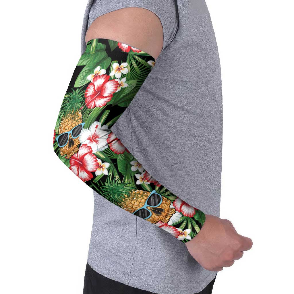 Pineapple Skull Aloha Hawaii Arm Sleeves Summer Vibes Tropical Seamless Pattern - Wonder Print Shop