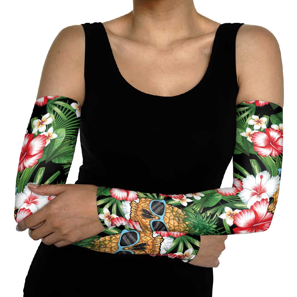 Pineapple Skull Aloha Hawaii Arm Sleeves Summer Vibes Tropical Seamless Pattern - Wonder Print Shop
