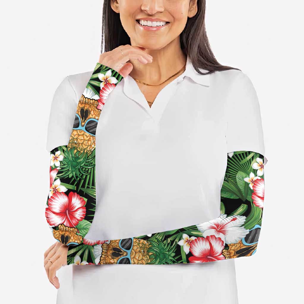 Pineapple Skull Aloha Hawaii Arm Sleeves Summer Vibes Tropical Seamless Pattern - Wonder Print Shop