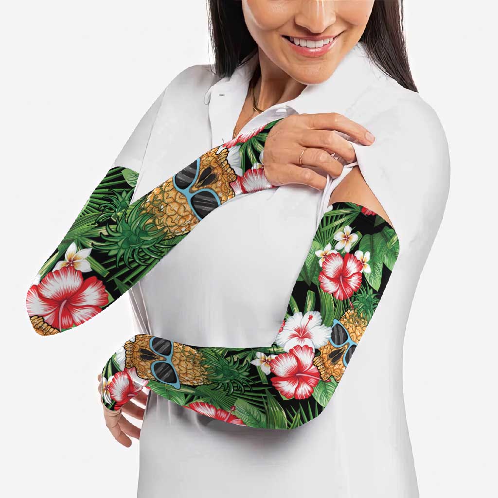 Pineapple Skull Aloha Hawaii Arm Sleeves Summer Vibes Tropical Seamless Pattern - Wonder Print Shop