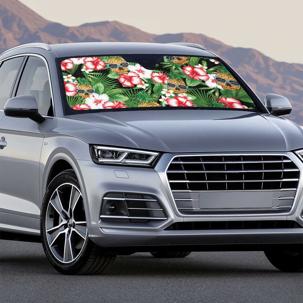 Pineapple Skull Aloha Hawaii Auto Sun Shade Summer Vibes Tropical Seamless Pattern - Wonder Print Shop