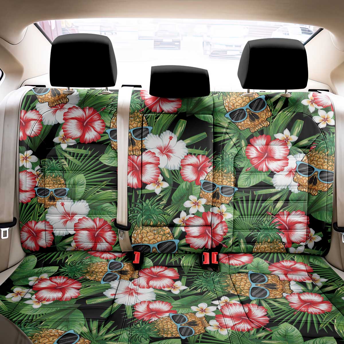 Pineapple Skull Aloha Hawaii Back Car Seat Cover Summer Vibes Tropical Seamless Pattern - Wonder Print Shop